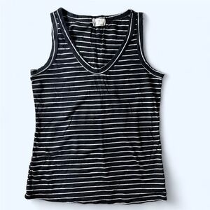 Anthropologie Black white stripe layering tank soft cotton beachwear minimalist